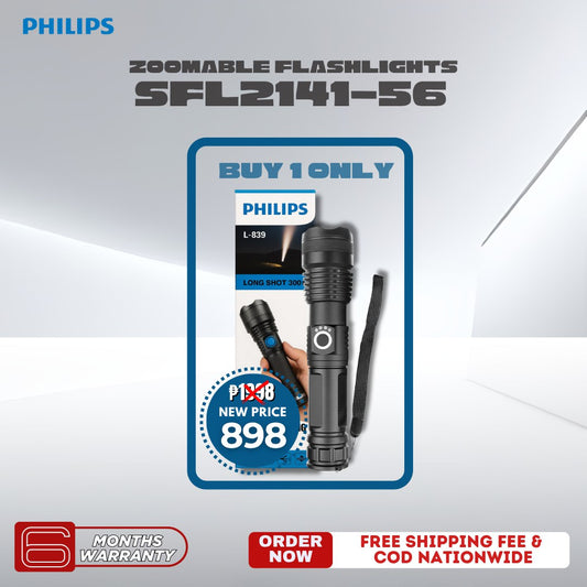 PHILIPS Zoomable S Flashlight SFL2141-56 Original - Aircraft Aluminium Alloy Long Range Zoom LED