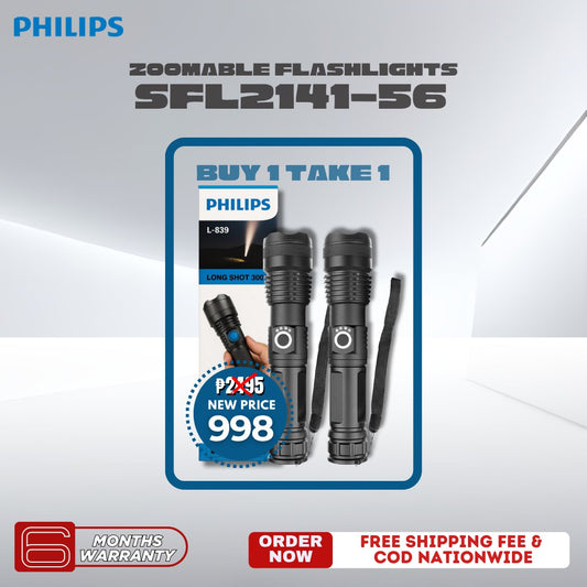 PHILIPS Zoomable S Flashlight SFL2141-56 Original - Aircraft Aluminium Alloy Long Range Zoom LED