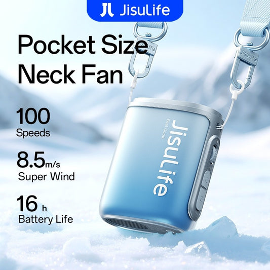 JISULFE Neck Fan Life 5 4500mAh Battery Mini Rechargeable 100 Gears Strong Wind Portable Bladeless
